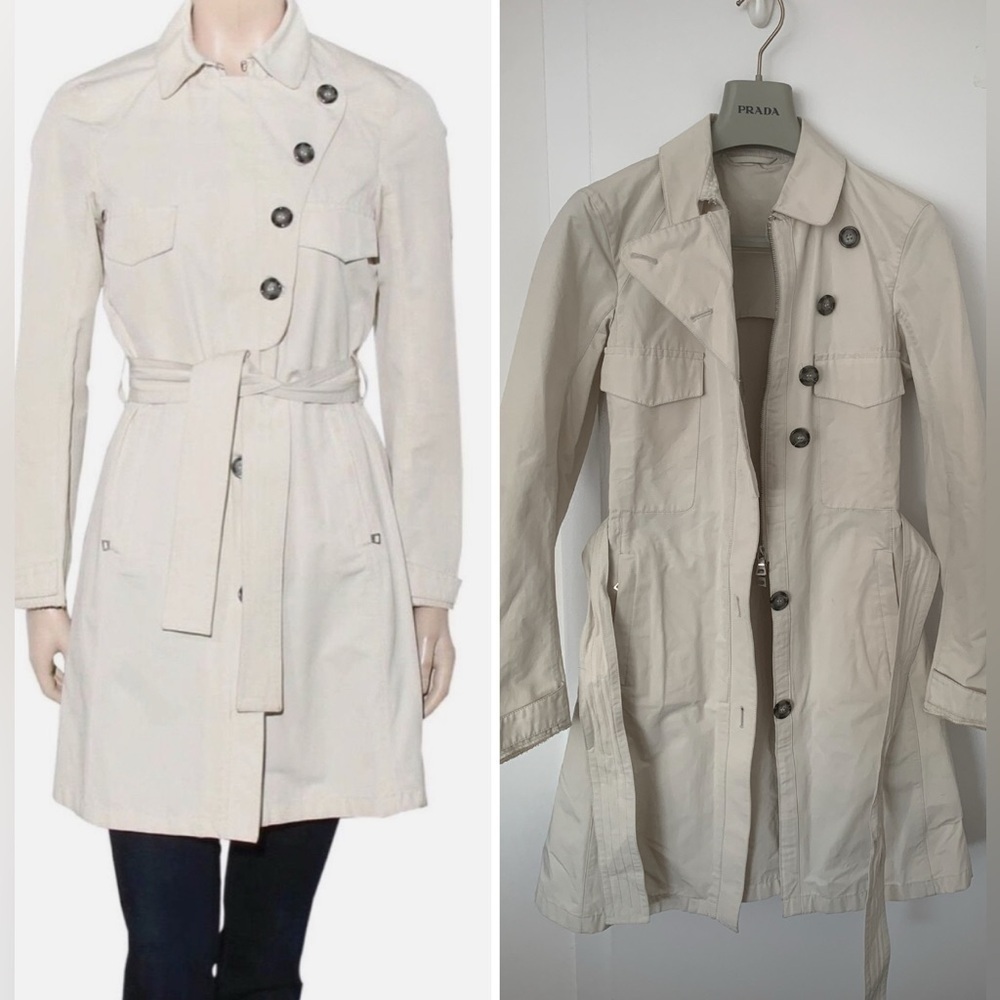 Prada all seasons light grey beige trench coat